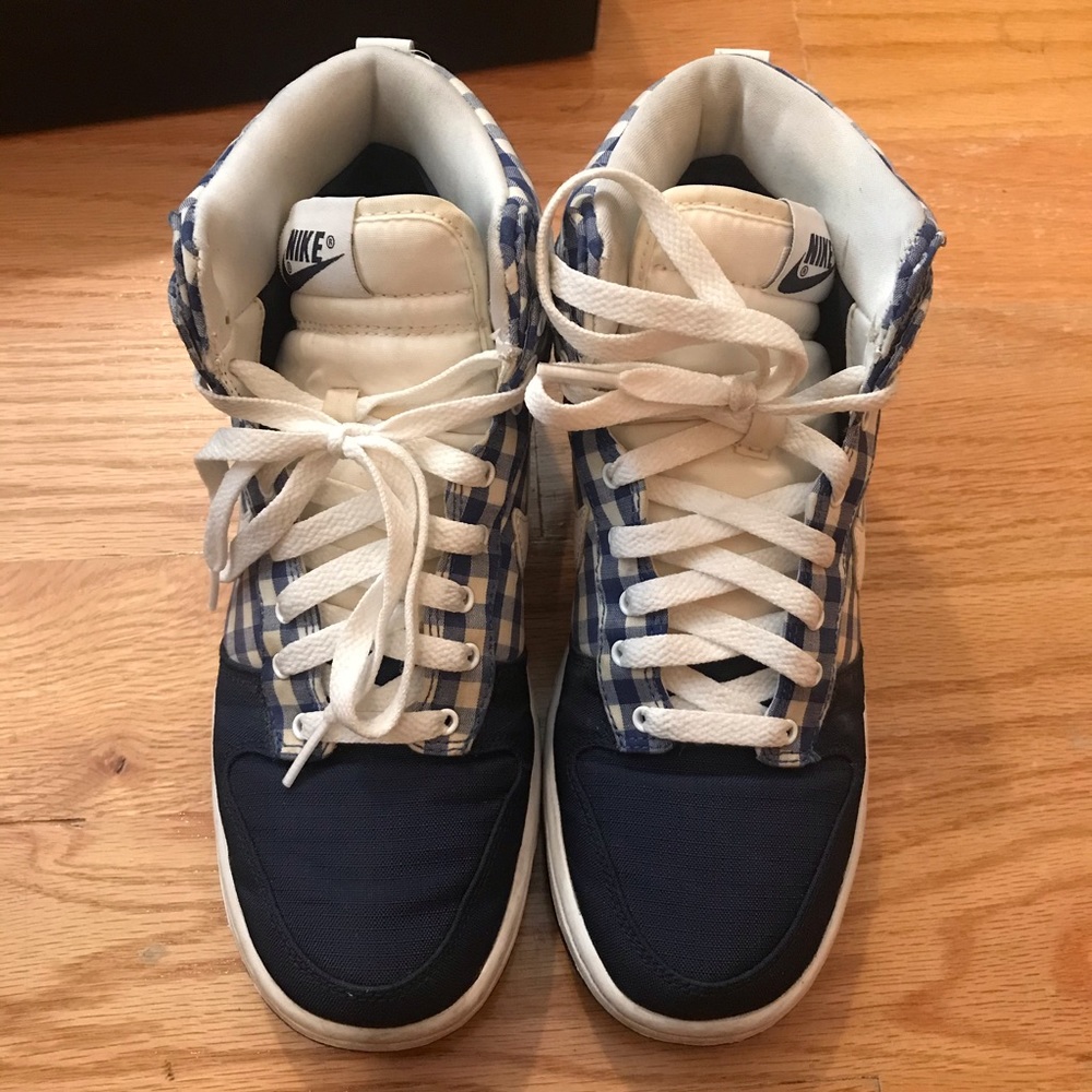 Blue picnic Nike high tops